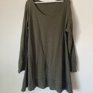 Cut Loose Contrast Striped Cuff Tunic Mini Dress XL